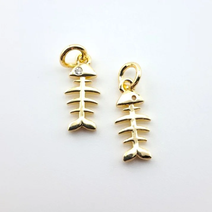 Подвеска fish skeleton 14К позолота 6х16 мм 1 шт. Золото