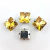 Стрази в оправі пришивні Квадрат 10х10 мм 10 шт. Жовтий