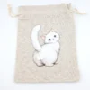 Мешочек Котик 3D подарочный из мешковины 10х12 см Бежевый
