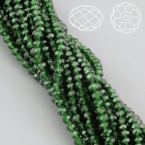 Бусины Swarovski огранка рондель 3х2,5 мм Ø 0,8 мм ±36 см (±153 шт.) Изумрудный прозрачный