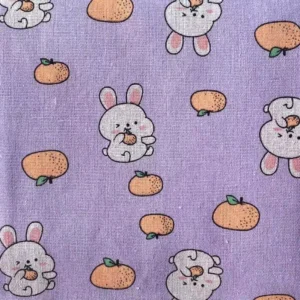 Ткань 55% лен 45% хлопок 180 г/м² 1,5 м 1 м принт Rabbit with tangerine