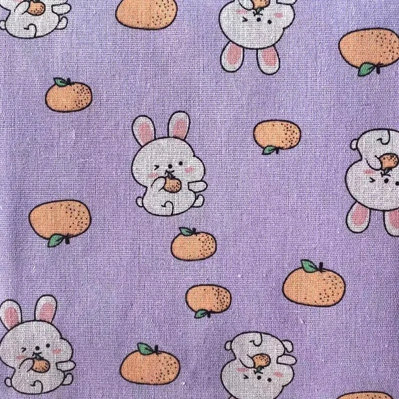 Ткань 55% лен 45% хлопок 180 г/м² 1,5 м 1 м принт Rabbit with tangerine