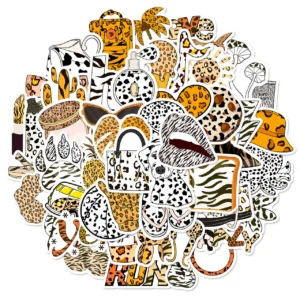 Набор наклеек Leopard prints 3-7 см +-50 шт. Разные цвета