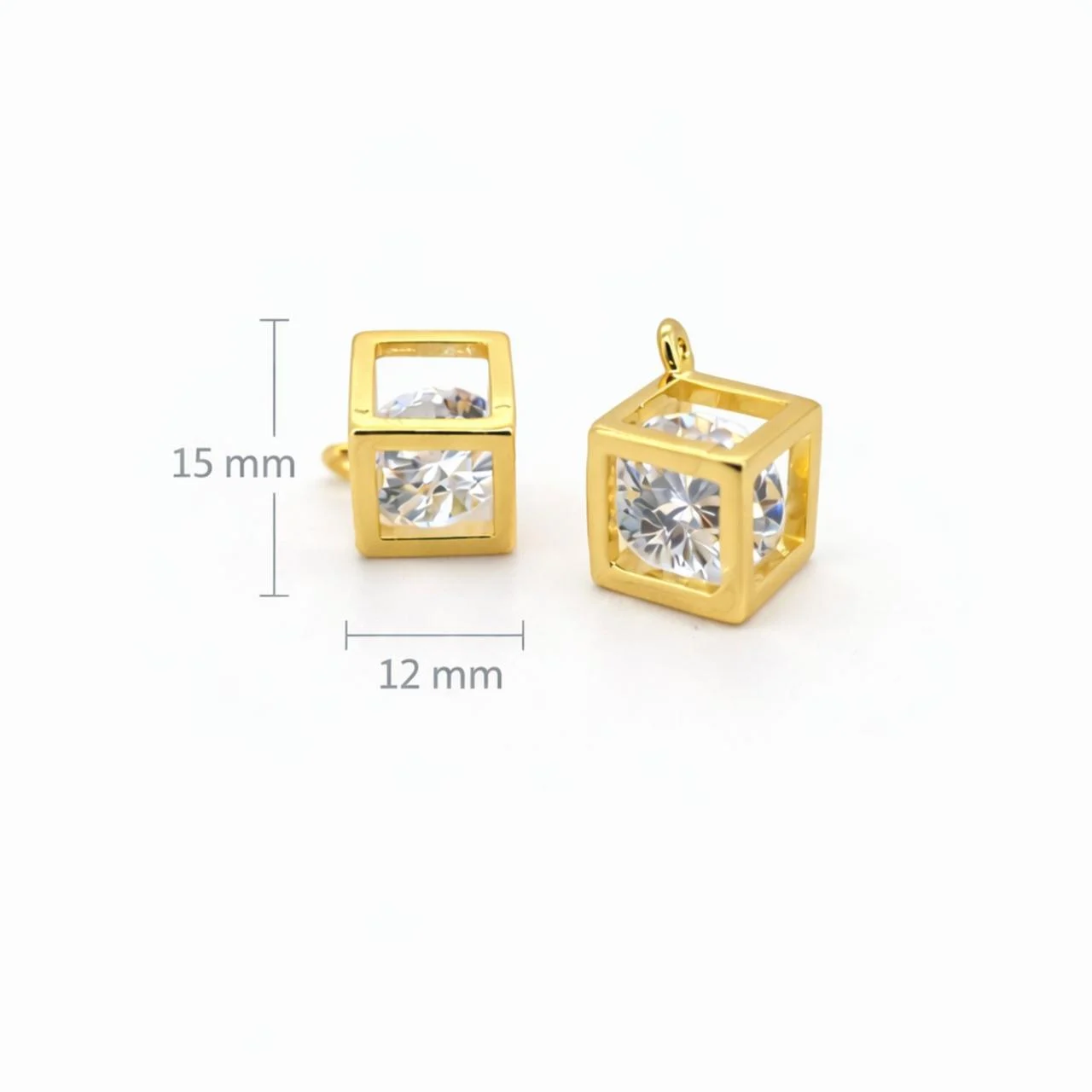 Підвіска метал Crystal cube 12х15 мм 1 шт. Прозорий - Зображення 2