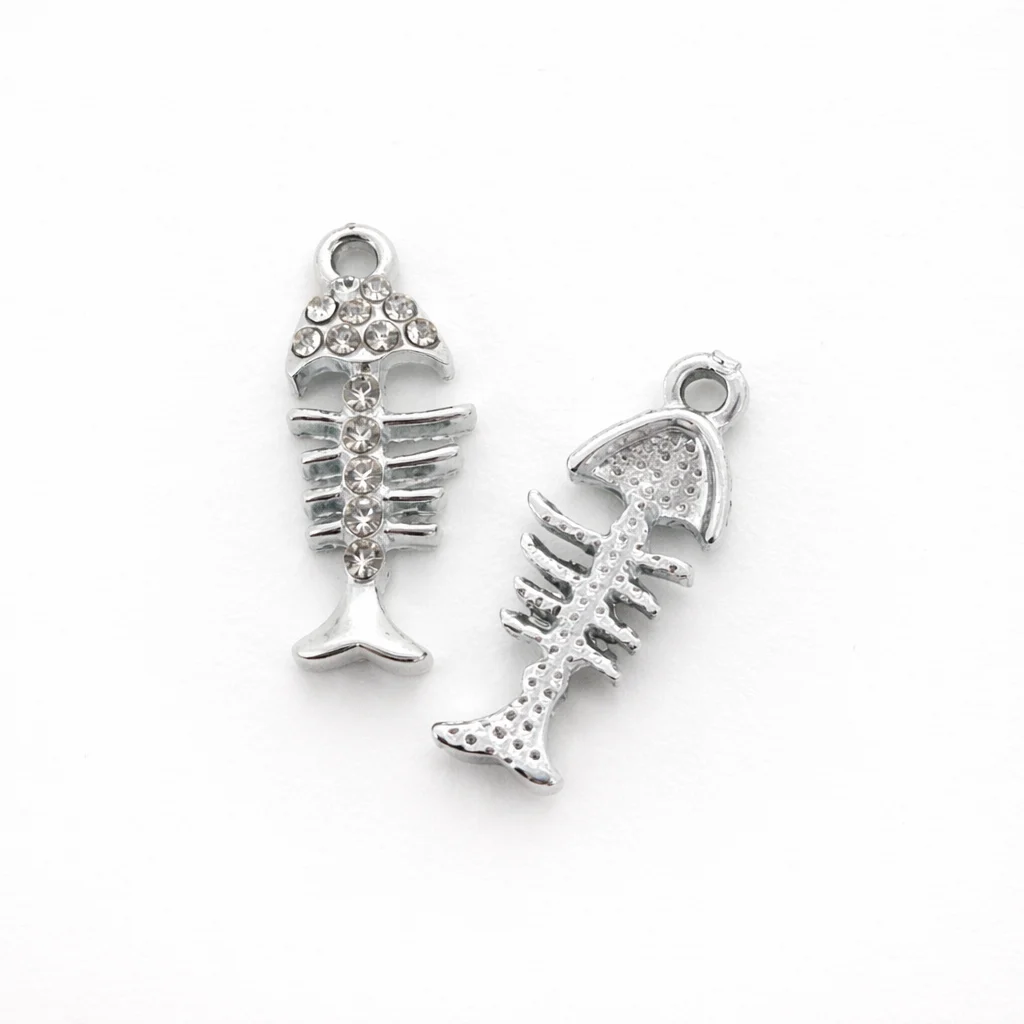 Підвіска метал fish skeleton 9х22 мм 1 шт. Срібний