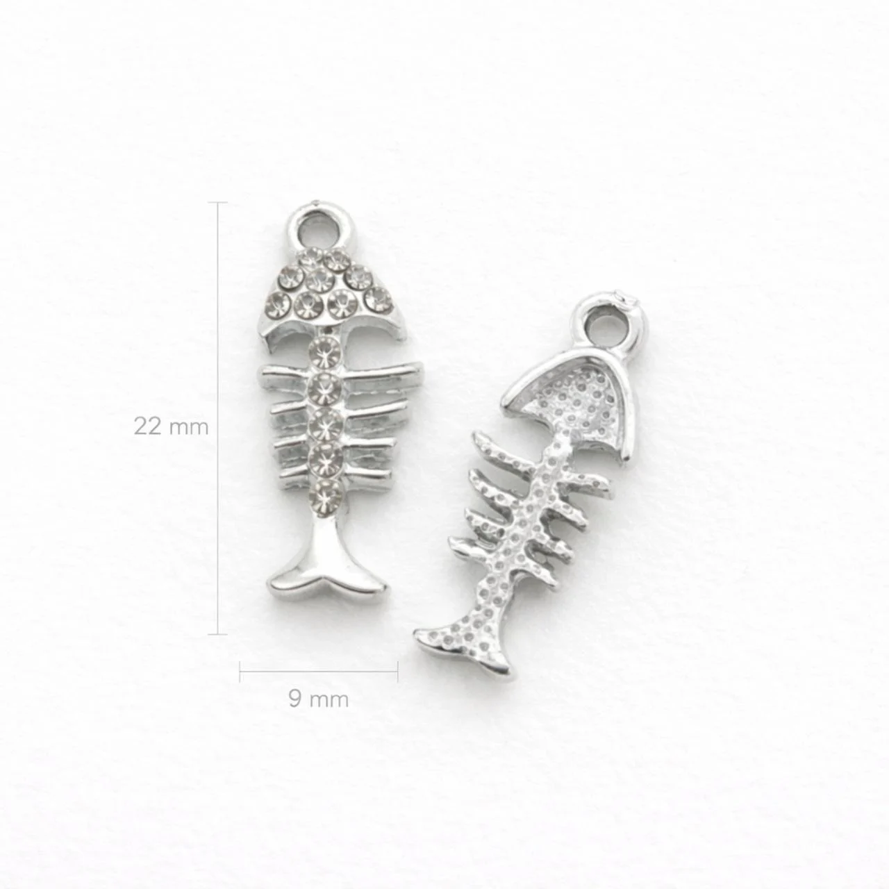 Підвіска метал fish skeleton 9х22 мм 1 шт. Срібний - Зображення 2