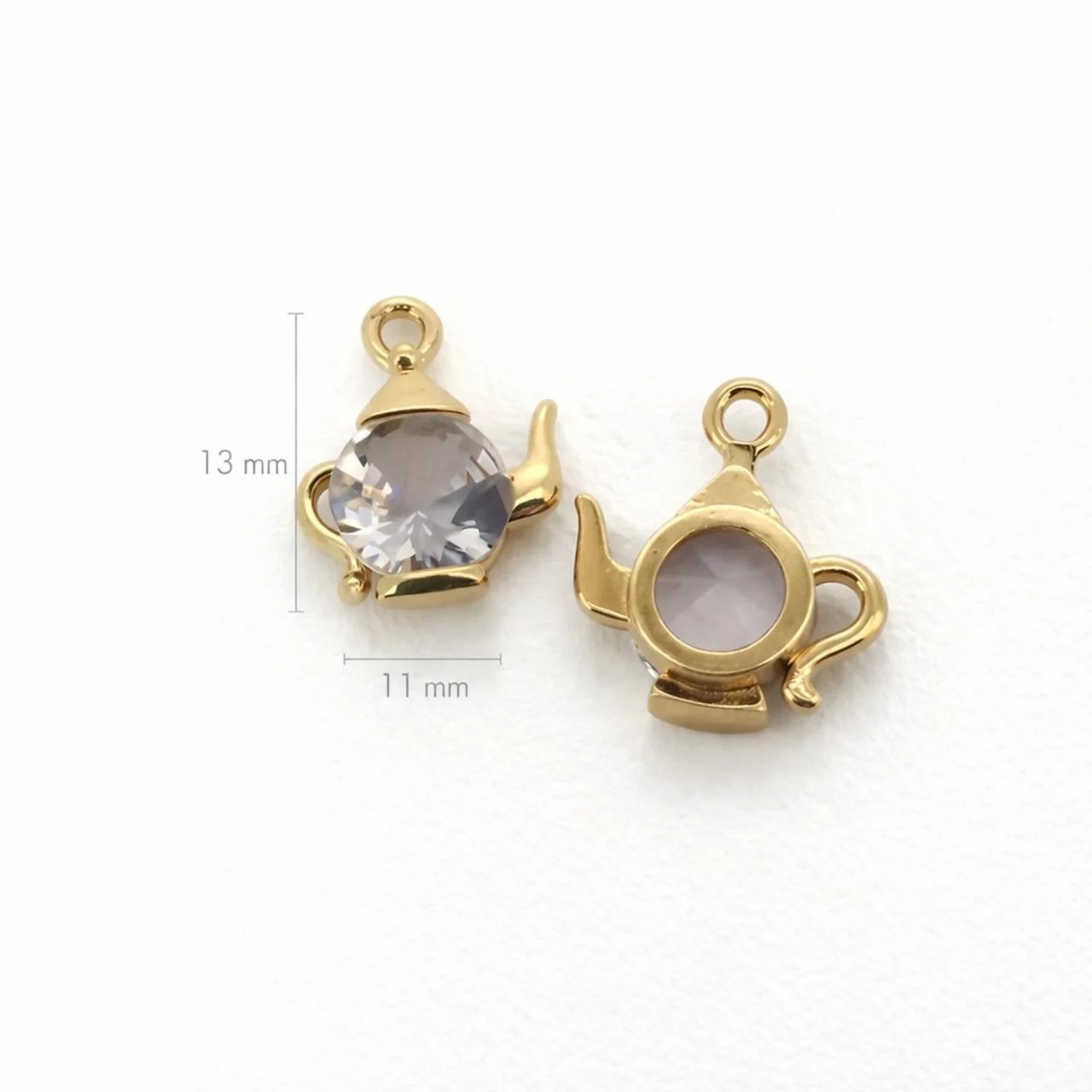 Подвеска металл Crystal teapot с цирконом 11х13 мм 1 шт. Прозрачный — изображение 2