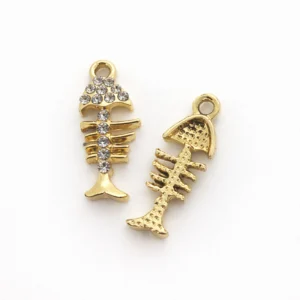 Подвеска металл fish skeleton 9х22 мм 1 шт. Золото