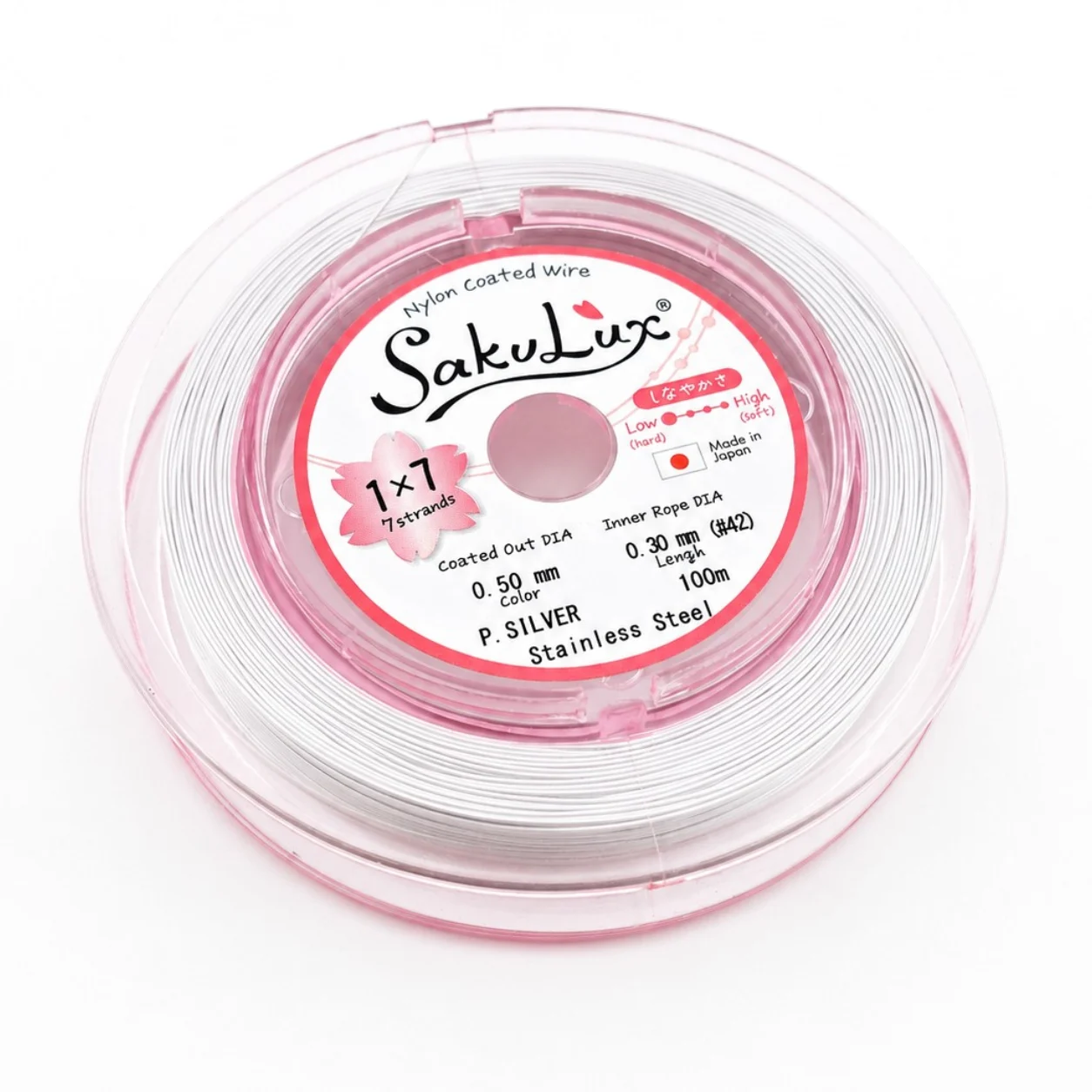 Ювелірний трос SakuLux (Flexy7) Японія 0,50 мм 1 м Сріблястий
