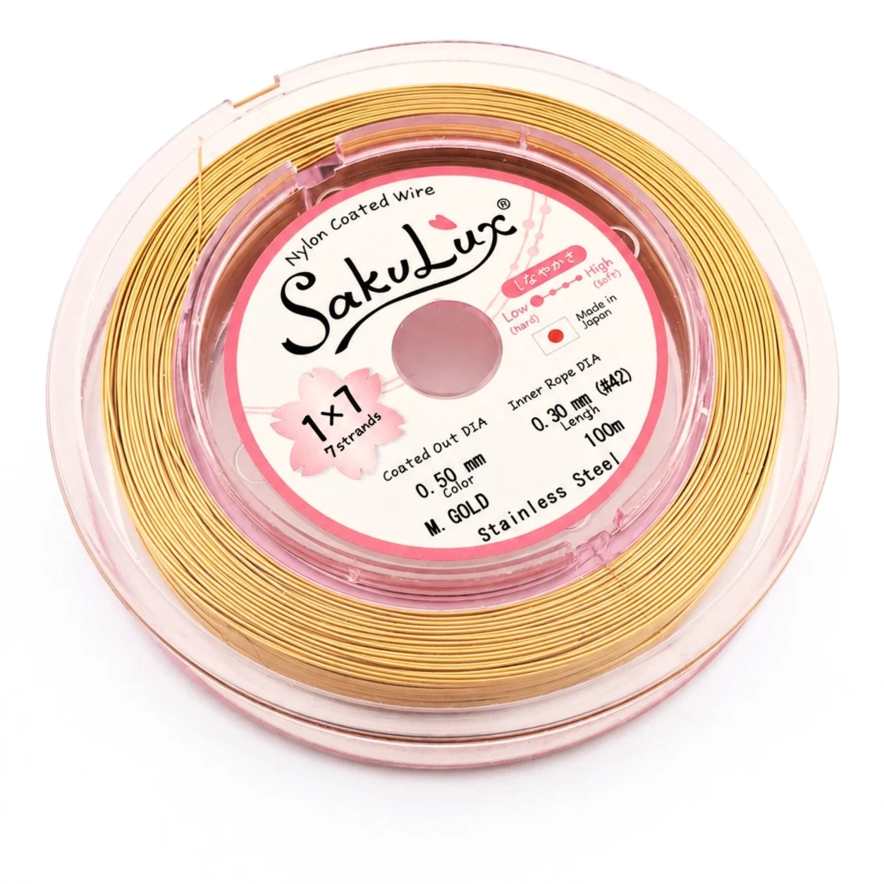 Ювелирный трос SakuLux (Flexy7) Япония 0,50 мм 1 м Золотистый