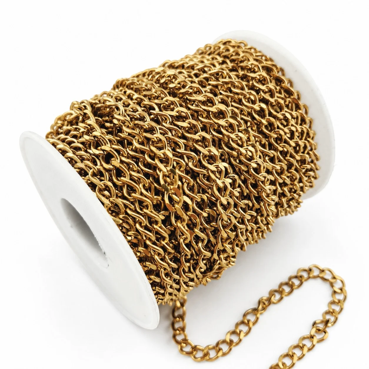 Цепь нержавеющая сталь LS Curb Chain 4,3х6х1 мм 1 м Золотистый
