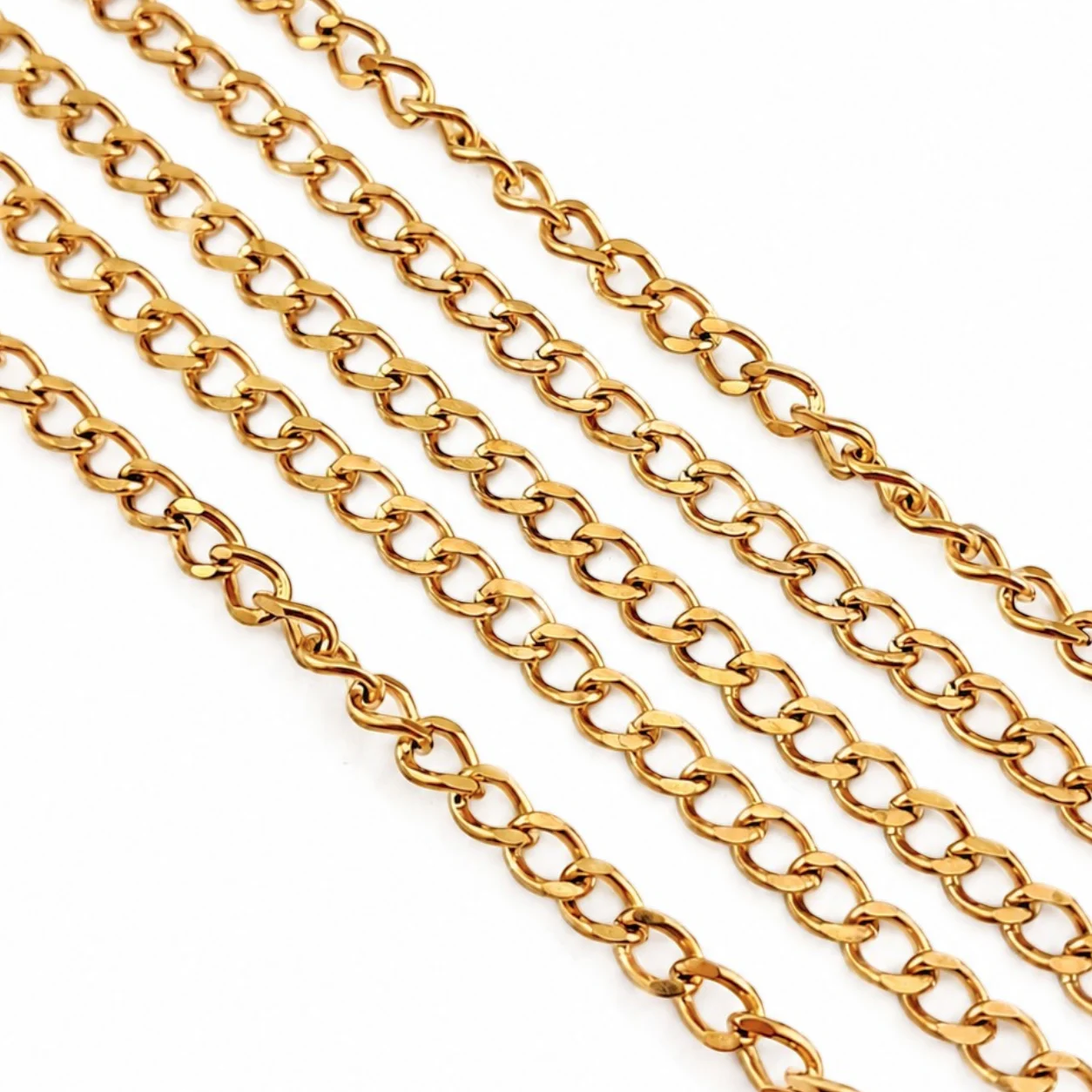Цепь нержавеющая сталь LS Curb Chain 4,3х6х1 мм 1 м Золотистый — изображение 2