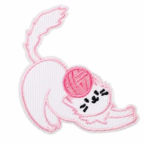 Термоаппликация Pink cat вышитая 5,8х6,3 см 1 шт. Розово-белый