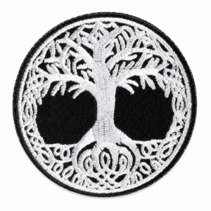 Термоаппликация Tree of life вышитая 7х7 см 1 шт. Бело-черный