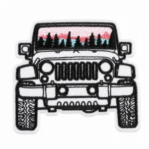 Термоаппликация Jeep вышитая 7,5х6,5 см 1 шт. Бело-черный