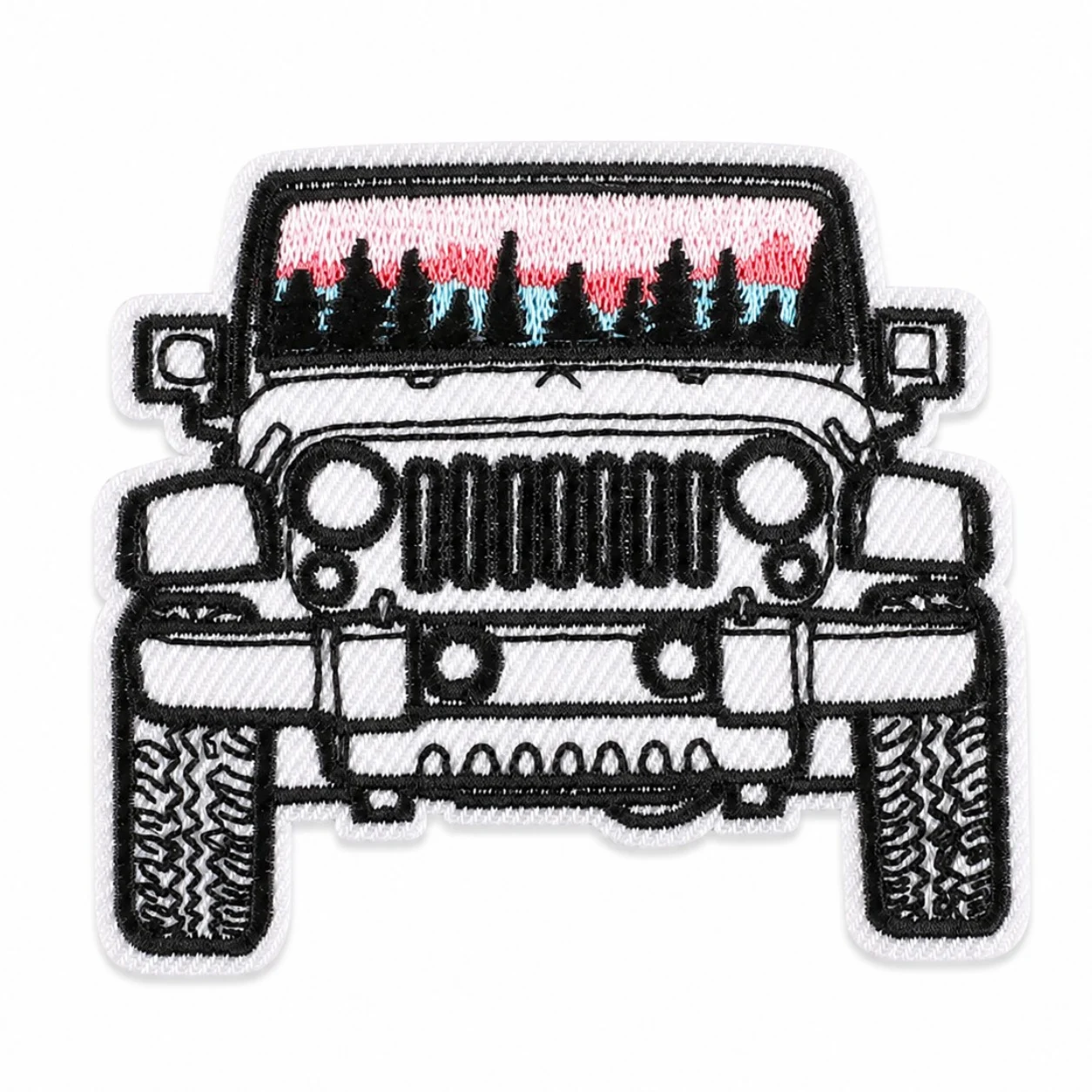 Термоаппликация Jeep вышитая 7,5х6,5 см 1 шт. Бело-черный