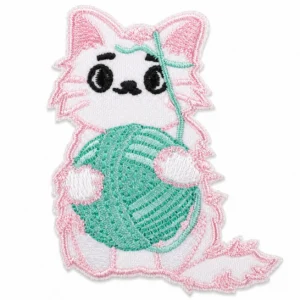 Термоаппликация Pink cat вышитая 4,7х6 см 1 шт. Разные цвета