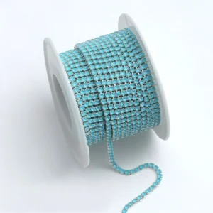 Стразовий ланцюг ss6 (2 мм) 1 м Aquamarine Opal Silver