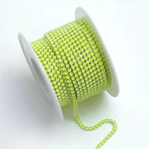 Стразовий ланцюг ss6 (2 мм) 1 м Fluorescent Lemon AB Silver