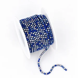 Стразовая цепь ss6 (2 мм) 1 м Sapphire AB Blue