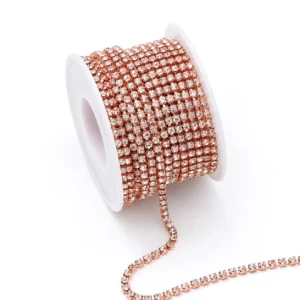 Стразовий ланцюг ss6 (2 мм) 1 м Crystal Rose gold