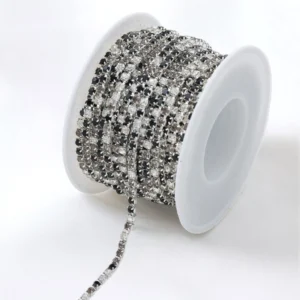 Стразовая цепь ss6 (2 мм) 1 м Crystal black silver