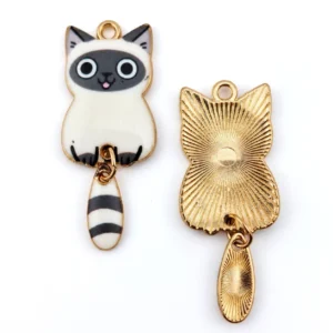 Підвіска метал Lucky Cat Charm 15,5х38 мм 1 шт. Біло-сірий