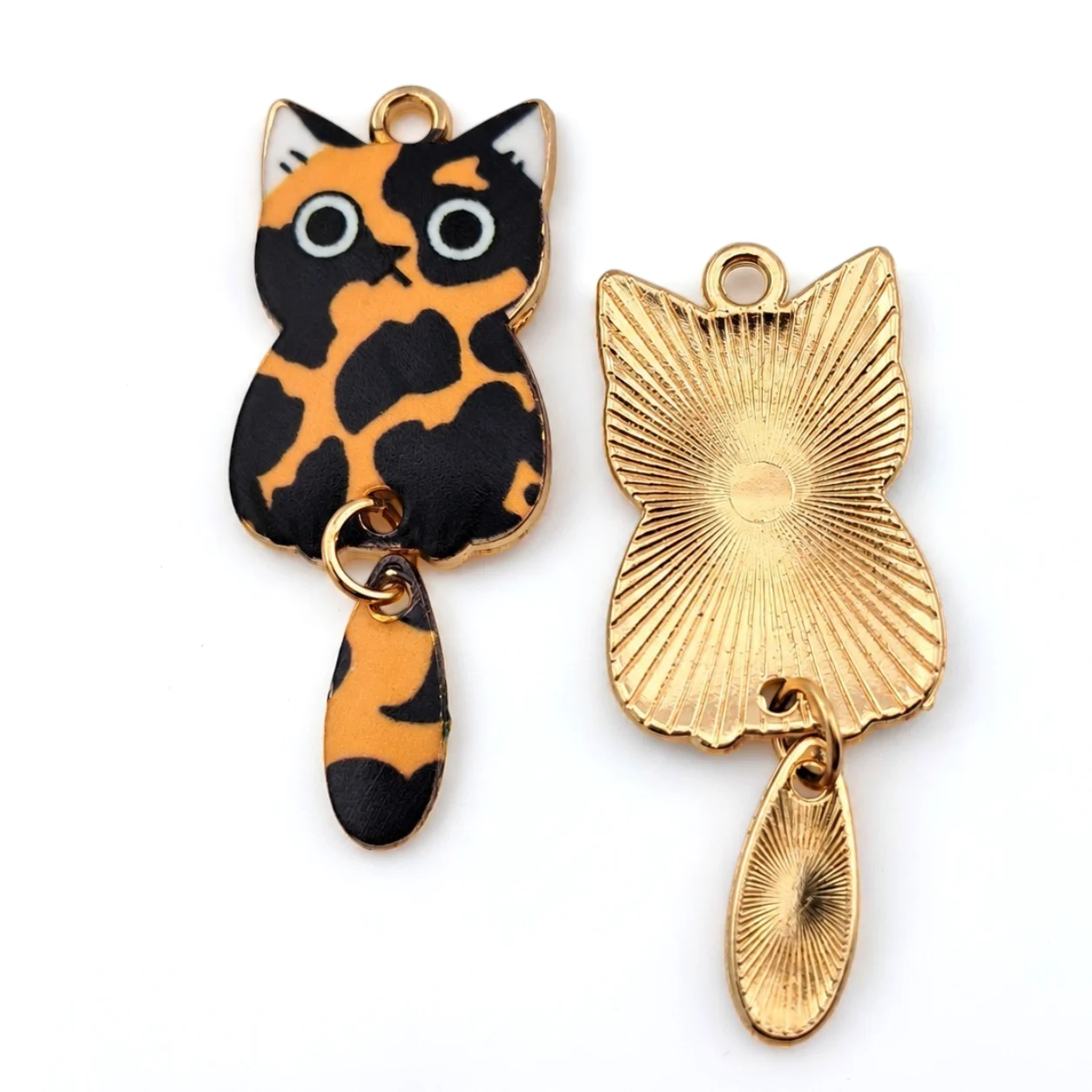 Подвеска металл Lucky Cat Charm 15,5х38 мм 1 шт. Черно-оранжевый