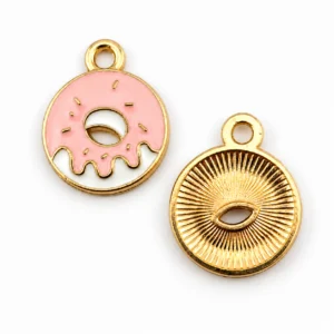 Підвіска метал Sweet Donut 18,5х14,8 мм 1 шт. Рожево-білий
