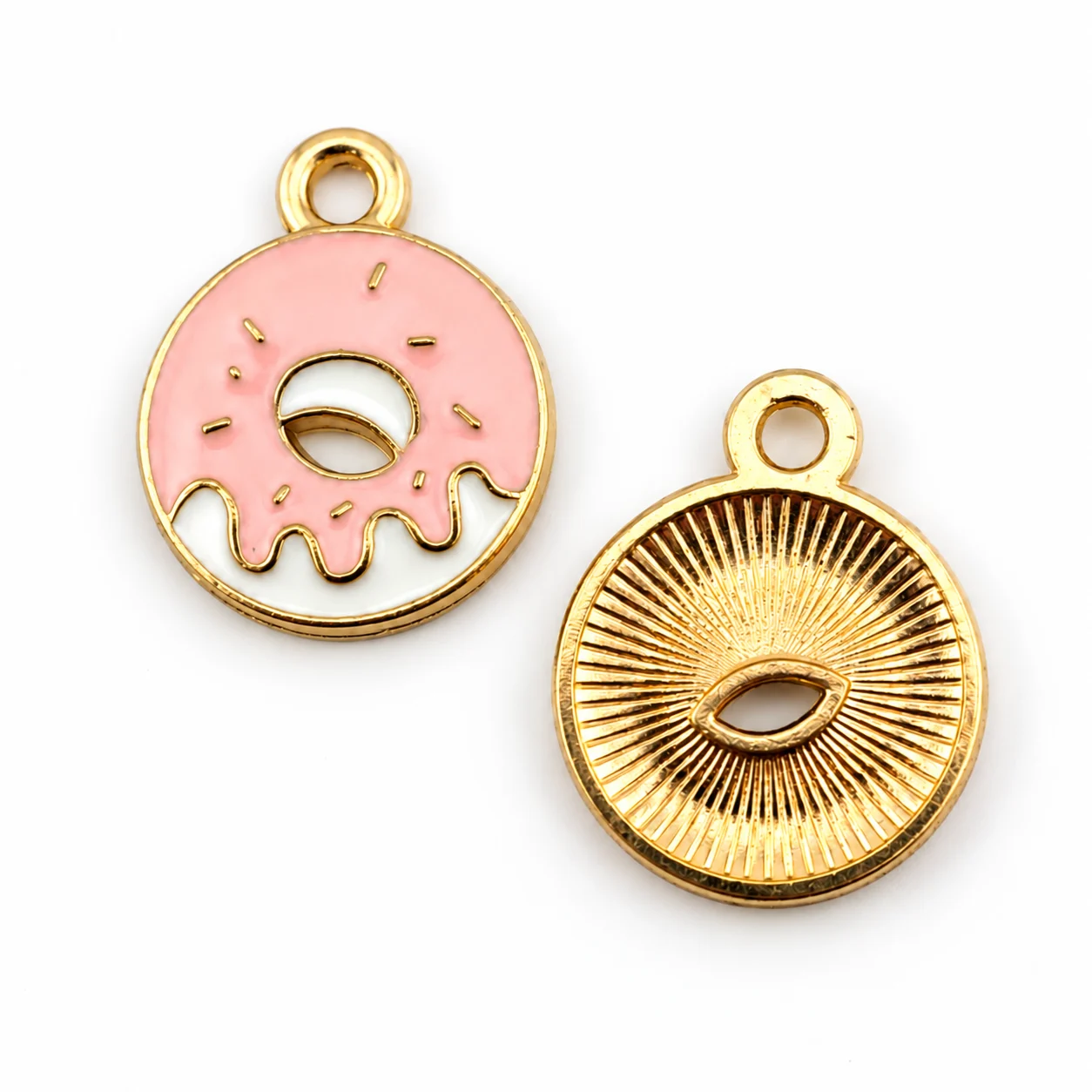 Подвеска металл Sweet Donut 18,5х14,8 мм 1 шт. Розово-белый