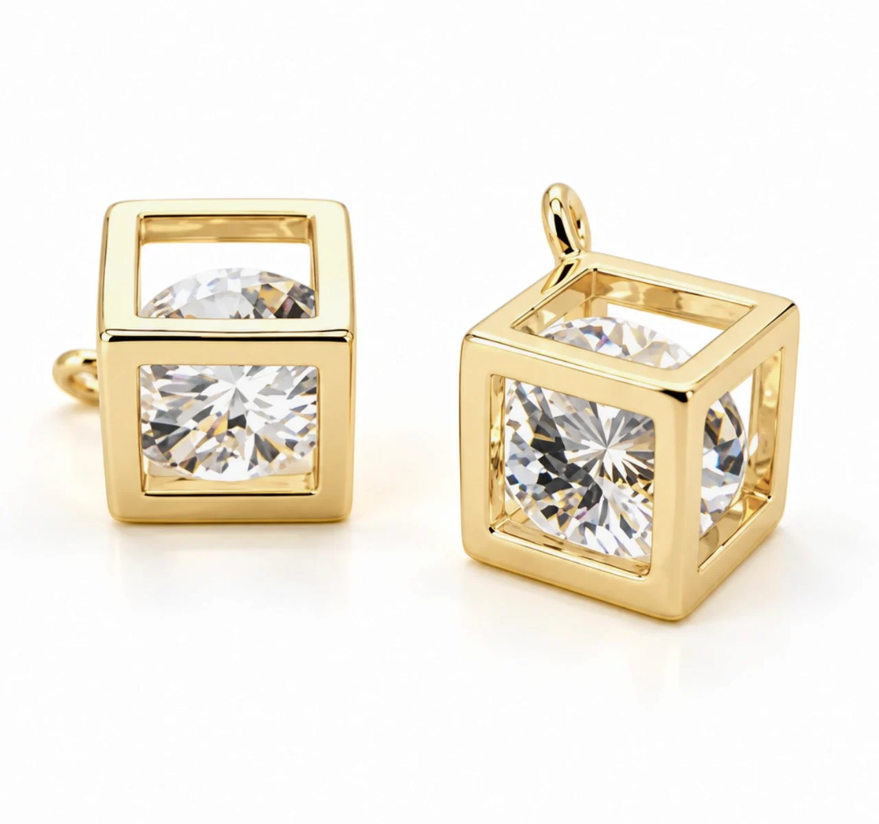 Підвіска метал Crystal cube 12х15 мм 1 шт. Прозорий